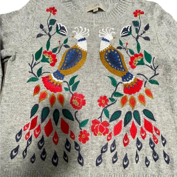 LOFT Sweaters - GORGEOUS Oversized LOFT embroidered sweater size Small could fit up to L
